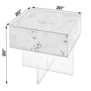 Butler Specialty Corsica Square Acrylic Side Table With Wood Grain Finish – Elegant Modern Design For Your Space Clear Mdf,Acrylic 5891335-butler