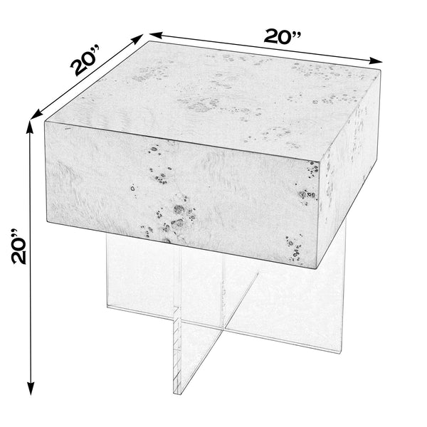 Butler Specialty Corsica Square Acrylic Side Table With Wood Grain Finish – Elegant Modern Design For Your Space Clear Mdf,Acrylic 5891335-butler
