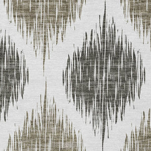 Homeroots 3' Stylish Artichoke Green Ivory Gray Ikat Washable Area Rug For Indoor Outdoor Spaces, Durable Design 10' X 14' Polyester 589133
