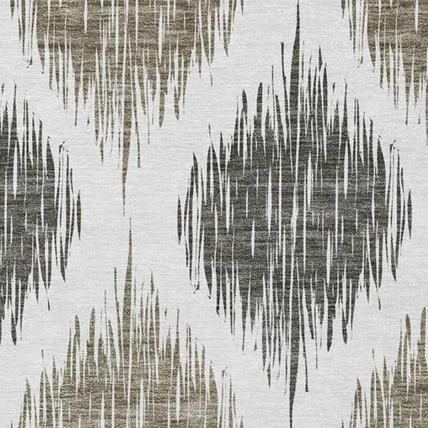 Homeroots 3' Stylish Artichoke Green Ivory Gray Ikat Washable Area Rug For Indoor Outdoor Spaces, Durable Design 10' X 14' Polyester 589133