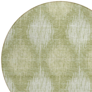 Homeroots 3' Stylish Ikat Washable Area Rug In Artichoke Green & Fern Green For Indoor/Outdoor Spaces 8' Round Polyester 589136