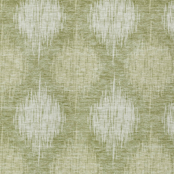 Homeroots 3' Stylish Ikat Washable Area Rug In Artichoke Green & Fern Green For Indoor/Outdoor Spaces 8' X 10' Polyester 589137
