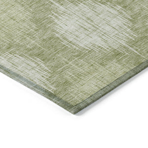 Homeroots 3' Stylish Ikat Washable Area Rug In Artichoke Green & Fern Green For Indoor/Outdoor Spaces 9' X 12' Polyester 589138