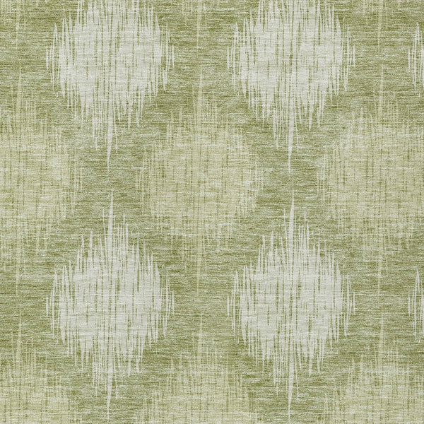 Homeroots 3' Stylish Ikat Washable Area Rug In Artichoke Green & Fern Green For Indoor/Outdoor Spaces 9' X 12' Polyester 589138