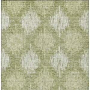 Homeroots 3' Stylish Ikat Washable Area Rug In Artichoke Green & Fern Green For Indoor/Outdoor Spaces 10' X 14' Polyester 589139