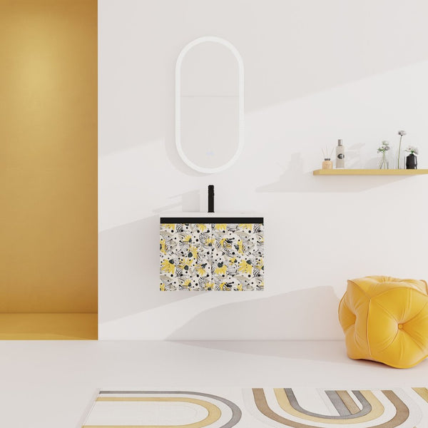 English Elm 24'' Floating Wall-Mounted Bathroom Vanity With Ceramic Sink, Soft-Close Doors & Modern Design P4 W999S00175-GIGA