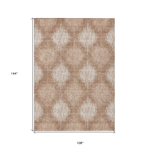 Homeroots 3' Stylish Ikat Washable Area Rug In Artichoke Green & Fern Green For Indoor/Outdoor Spaces 9' X 12' Polyester 589144