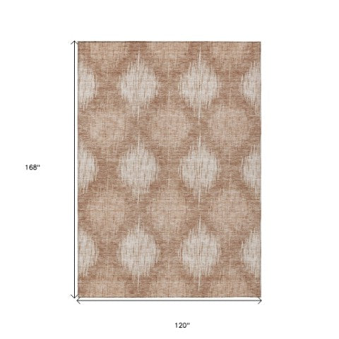 Homeroots 3' Stylish Ikat Washable Area Rug In Artichoke Green & Fern Green For Indoor/Outdoor Spaces 10' X 14' Polyester 589145