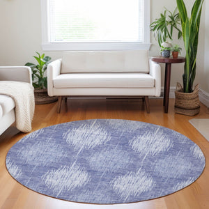 Homeroots 3' Stylish Ikat Washable Area Rug In Artichoke Green & Fern Green For Indoor/Outdoor Spaces 8' Round Polyester 589148