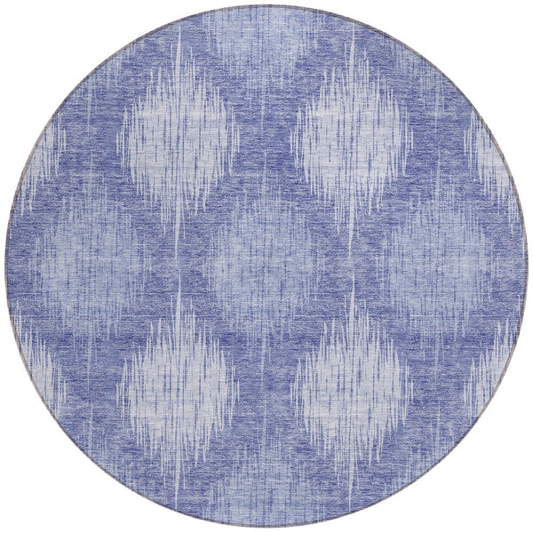 Homeroots 3' Stylish Ikat Washable Area Rug In Artichoke Green & Fern Green For Indoor/Outdoor Spaces 8' Round Polyester 589148