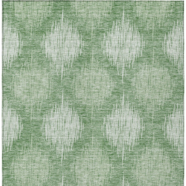 Homeroots 3' Stylish Ikat Washable Area Rug In Artichoke Green & Fern Green For Indoor/Outdoor Spaces 5' X 8' Polyester 589159
