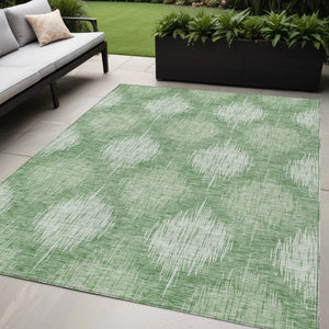 Homeroots 3' Stylish Ikat Washable Area Rug In Artichoke Green & Fern Green For Indoor/Outdoor Spaces 5' X 8' Polyester 589159