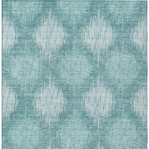 Homeroots 3' Stylish Ikat Washable Area Rug In Artichoke Green & Fern Green For Indoor/Outdoor Spaces 3' X 5' Polyester 589170