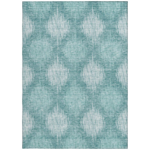 Homeroots 3' Stylish Ikat Washable Area Rug In Artichoke Green & Fern Green For Indoor/Outdoor Spaces 10' X 14' Polyester 589175