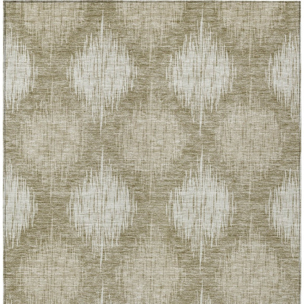 Homeroots 3' Stylish Ikat Washable Area Rug In Artichoke Green & Fern Green For Indoor/Outdoor Spaces 5' X 8' Polyester 589177