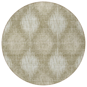 Homeroots 3' Stylish Ikat Washable Area Rug In Artichoke Green & Fern Green For Indoor/Outdoor Spaces 8' Round Polyester 589178