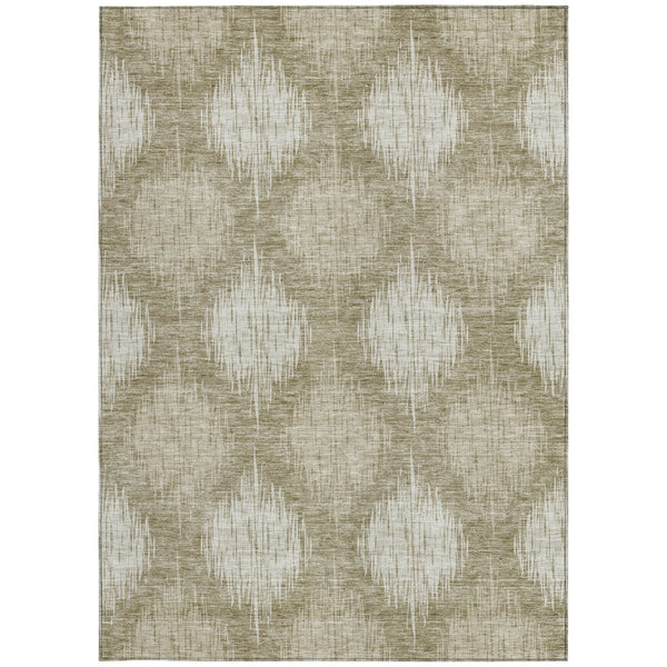Homeroots 3' Stylish Ikat Washable Area Rug In Artichoke Green & Fern Green For Indoor/Outdoor Spaces 8' X 10' Polyester 589179