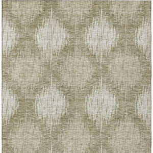 Homeroots 3' Stylish Ikat Washable Area Rug In Artichoke Green & Fern Green For Indoor/Outdoor Spaces 8' X 10' Polyester 589179