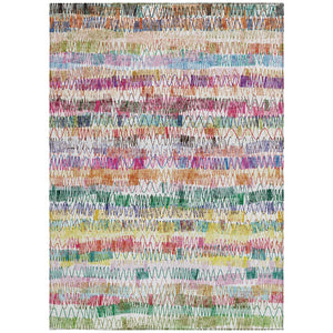 Homeroots 3' Green Ivory And Purple Striped Washable Area Rug – Stylish Indoor-outdoor Accent For Any Space 5' X 8' Polyester 589183