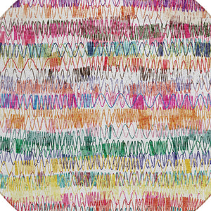 Homeroots 3' Green Ivory And Purple Striped Washable Area Rug – Stylish Indoor-outdoor Accent For Any Space 8' Round Polyester 589184