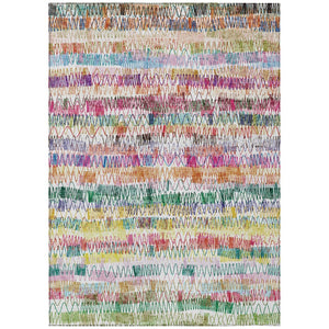 HomeRoots 9' Vibrant Green Ivory and Purple Striped Washable Area Rug for Indoor and Outdoor Spaces, Durable Style 9' X 12' 589186