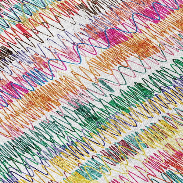 Homeroots 3' Green Ivory And Purple Striped Washable Area Rug – Stylish Indoor-outdoor Accent For Any Space 9' X 12' Polyester 589186