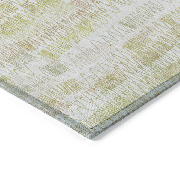Homeroots 3' Green Ivory And Purple Striped Washable Area Rug – Stylish Indoor-outdoor Accent For Any Space 3' X 5' Polyester 589188