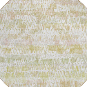Homeroots 3' Green Ivory And Purple Striped Washable Area Rug – Stylish Indoor-outdoor Accent For Any Space 8' Round Polyester 589190