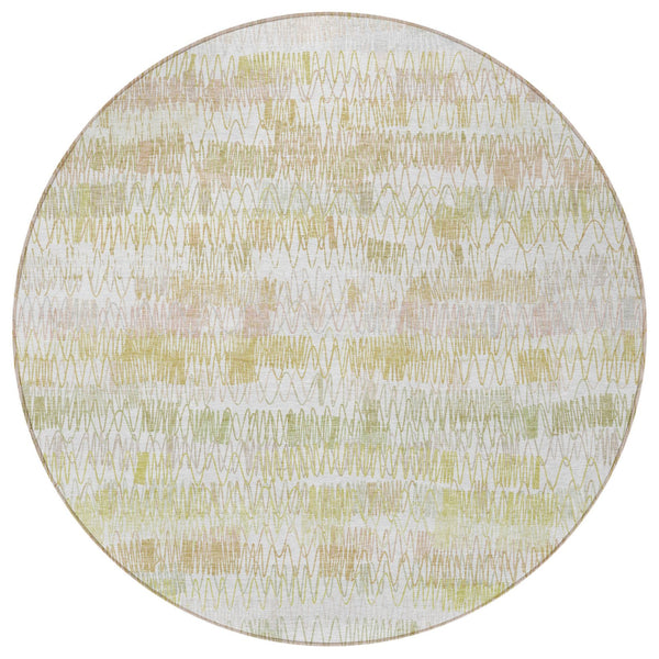 Homeroots 3' Green Ivory And Purple Striped Washable Area Rug – Stylish Indoor-outdoor Accent For Any Space 8' Round Polyester 589190