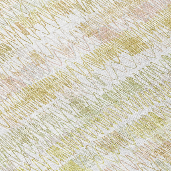 Homeroots 3' Green Ivory And Purple Striped Washable Area Rug – Stylish Indoor-outdoor Accent For Any Space 8' Round Polyester 589190