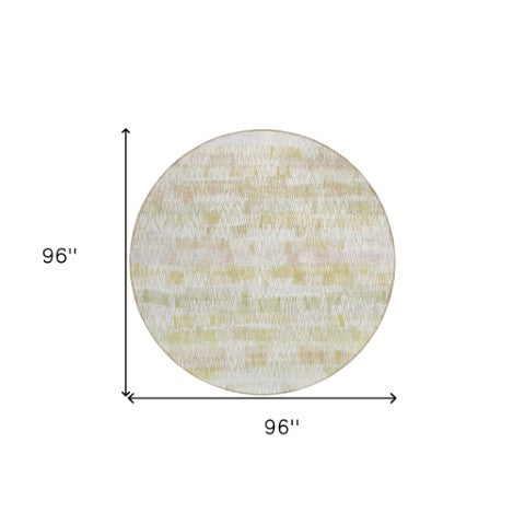 Homeroots 3' Green Ivory And Purple Striped Washable Area Rug – Stylish Indoor-outdoor Accent For Any Space 8' Round Polyester 589190