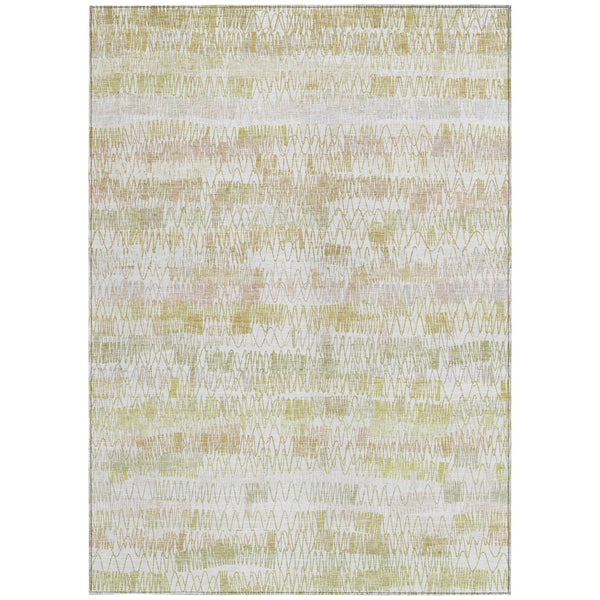 Homeroots 3' Green Ivory And Purple Striped Washable Area Rug – Stylish Indoor-outdoor Accent For Any Space 8' X 10' Polyester 589191