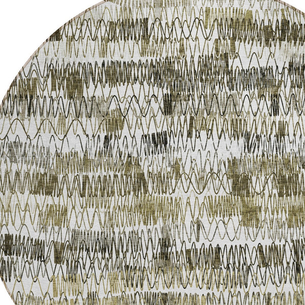 Homeroots 3' Green Ivory And Purple Striped Washable Area Rug – Stylish Indoor-outdoor Accent For Any Space 8' Round Polyester 589196