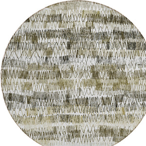 Homeroots 3' Green Ivory And Purple Striped Washable Area Rug – Stylish Indoor-outdoor Accent For Any Space 8' Round Polyester 589196