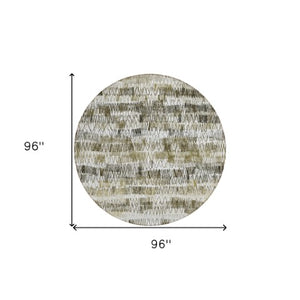 Homeroots 3' Green Ivory And Purple Striped Washable Area Rug – Stylish Indoor-outdoor Accent For Any Space 8' Round Polyester 589196