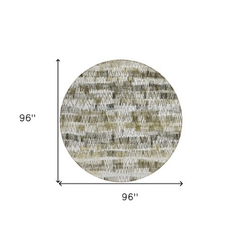 Homeroots 3' Green Ivory And Purple Striped Washable Area Rug – Stylish Indoor-outdoor Accent For Any Space 8' Round Polyester 589196