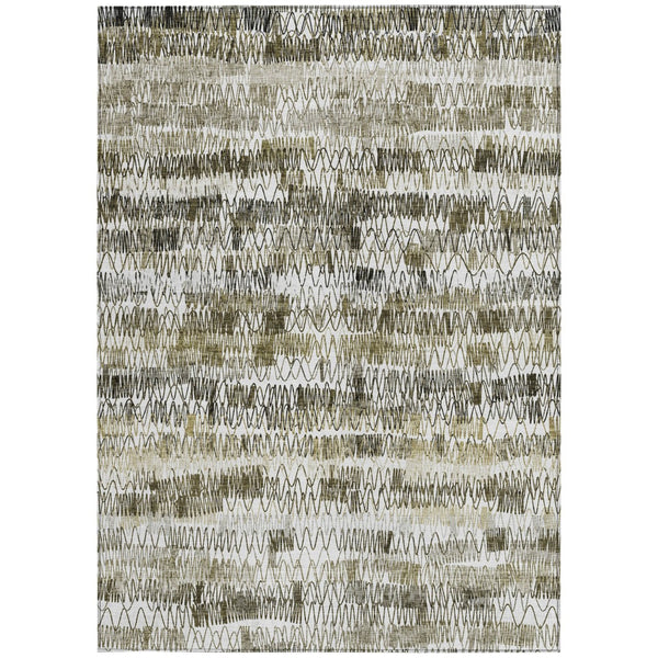 Homeroots 3' Green Ivory And Purple Striped Washable Area Rug – Stylish Indoor-outdoor Accent For Any Space 8' X 10' Polyester 589197