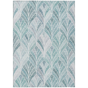 HomeRoots 5' Aqua Mint Green and Silver Geometric Area Rug - Stylish, Washable Indoor/Outdoor Comfort for Any Space 5' X 8' 589201