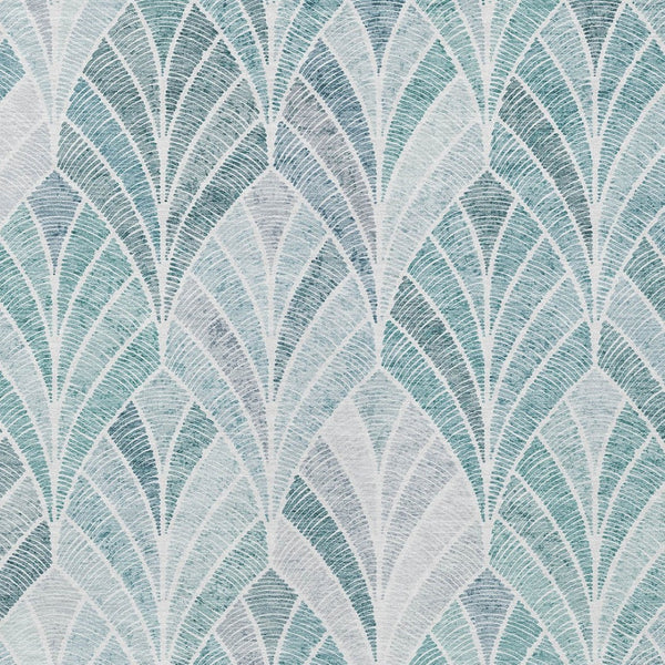 Homeroots 3' Aqua Mint Green And Silver Geometric Washable Area Rug For Indoor And Outdoor Spaces 8' X 10' Polyester 589203