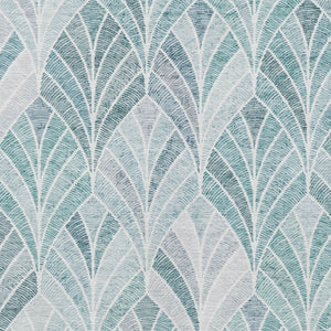 Homeroots 3' Aqua Mint Green And Silver Geometric Washable Area Rug For Indoor And Outdoor Spaces 10' X 14' Polyester 589205