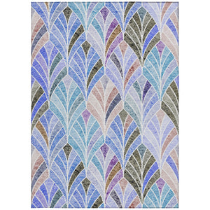 Homeroots 3' Aqua Mint Green And Silver Geometric Washable Area Rug For Indoor And Outdoor Spaces 9' X 12' Polyester 589210