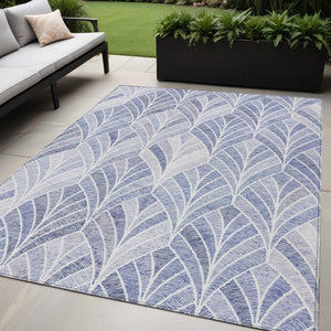 Homeroots 3' Aqua Mint Green And Silver Geometric Washable Area Rug For Indoor And Outdoor Spaces 5' X 8' Polyester 589213