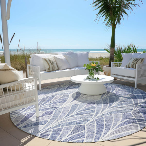 Homeroots 3' Aqua Mint Green And Silver Geometric Washable Area Rug For Indoor And Outdoor Spaces 8' Round Polyester 589214