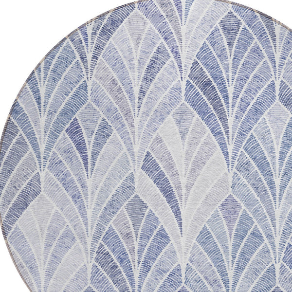 Homeroots 3' Aqua Mint Green And Silver Geometric Washable Area Rug For Indoor And Outdoor Spaces 8' Round Polyester 589214