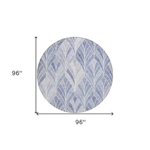 Homeroots 3' Aqua Mint Green And Silver Geometric Washable Area Rug For Indoor And Outdoor Spaces 8' Round Polyester 589214