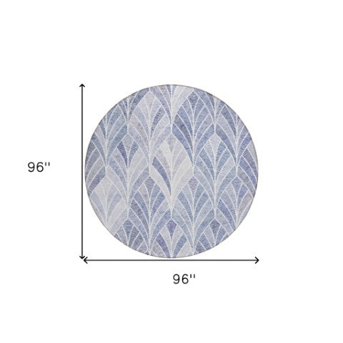 Homeroots 3' Aqua Mint Green And Silver Geometric Washable Area Rug For Indoor And Outdoor Spaces 8' Round Polyester 589214