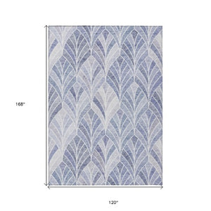 Homeroots 3' Aqua Mint Green And Silver Geometric Washable Area Rug For Indoor And Outdoor Spaces 10' X 14' Polyester 589217