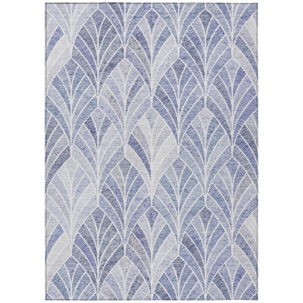 HomeRoots 5' Denim Blue and Sky Blue Geometric Washable Area Rug for Indoor and Outdoor Style and Durability 10' X 14' 589217