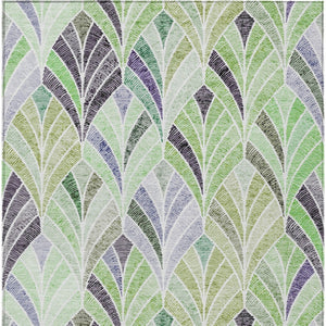 Homeroots 3' Aqua Mint Green And Silver Geometric Washable Area Rug For Indoor And Outdoor Spaces 3' X 5' Polyester 589218