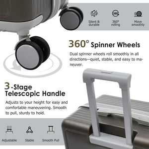 English Elm Luggage 3 Piece Hardshell Abs Set with Spinner Wheels Tsa Lock Travel Ready N730P304620Q